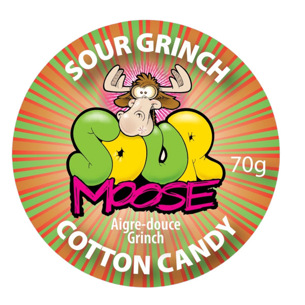 NEW SOUR GRINCH CHRISTMAS COTTON CANDY. 70G. 1 LITRE SET OF 6